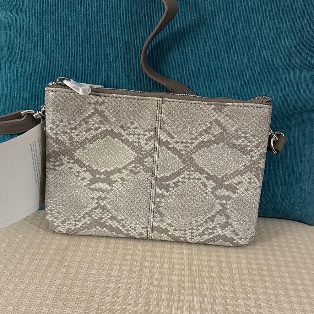 Elegant gray Snakeskin Patterned Thirty One Crossbody Bag. New with tags.